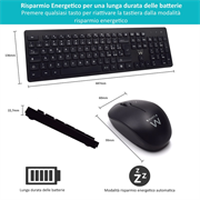 TASTIERA + MOUSE EWENT WIRELESS EW3255 BLACK