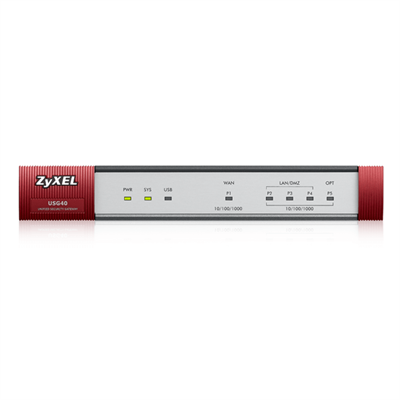 FIREWALL ZYXEL USG-40 1WAN/3LAN/OPT/USB/VPN20IPSec/L2TP,5SLL