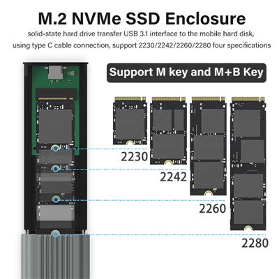 BOX EWENT SATA PER SSD NVMe USB 3.2 senza viti EW7025