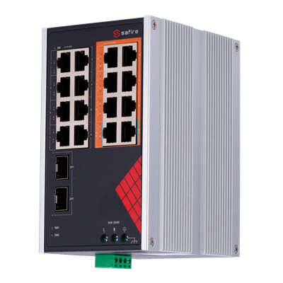 Switch IND.SAFIRE SF-SWI1808HIPOE-GF-AC-130-DIN  16PGBe(8POE