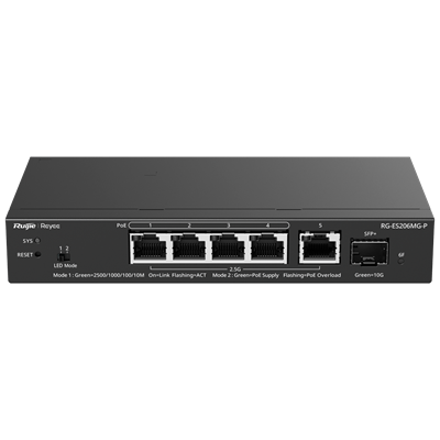 Switch CLOUD MAN.L2 REYEE 4x2,5GE PoE+/1xRJ45 2,5G 1xSFP+10G